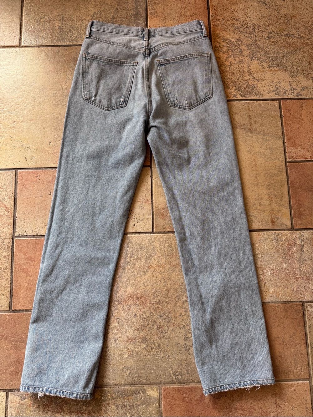 AGOLDE Lana Straight Leg Button Fly High Rise Blue Jeans in Riptide Size 26 - Picture 6 of 10